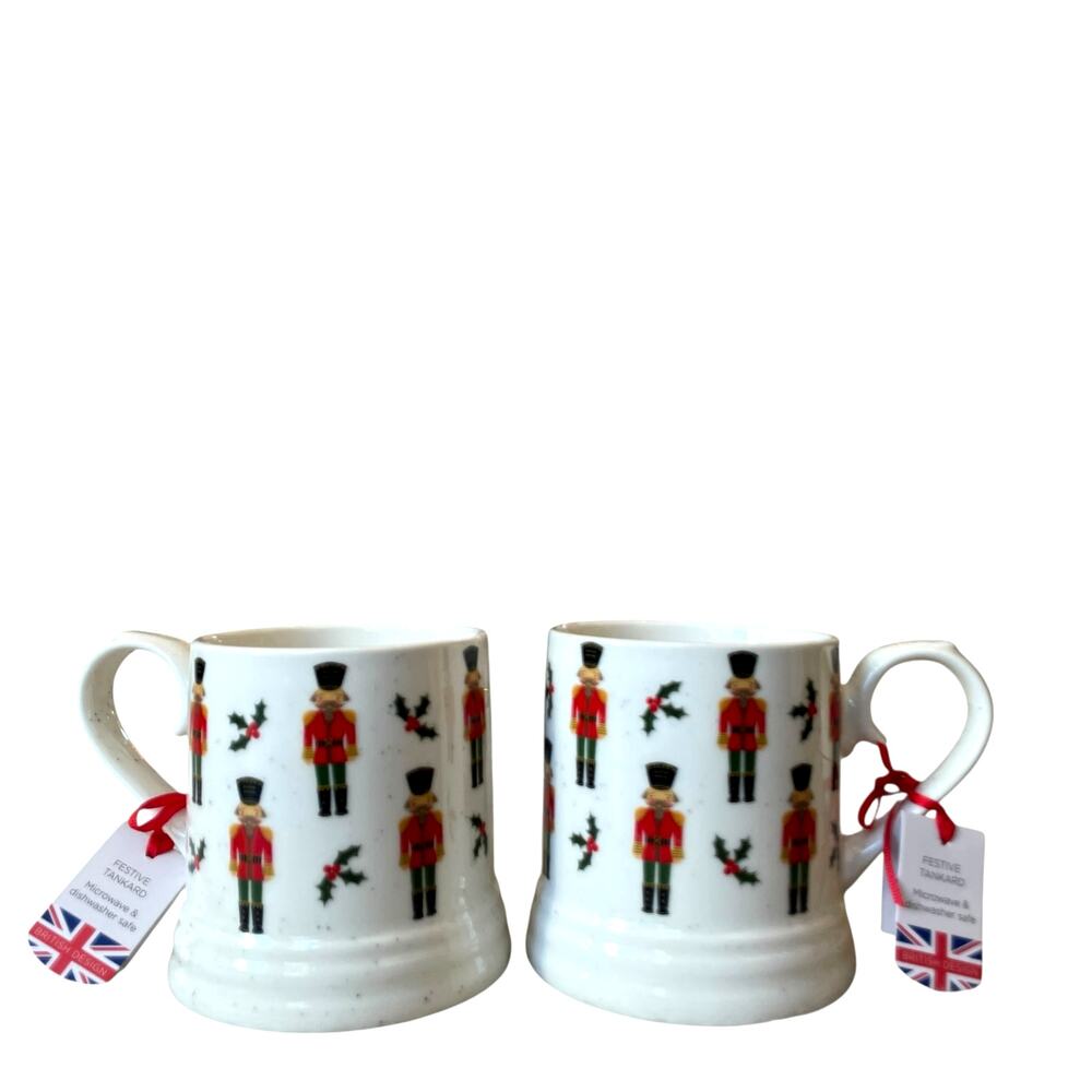 Eaton Fine Dining Christmas NUTCRACKER Coffee Mugs Set of 2 Holiday NEW